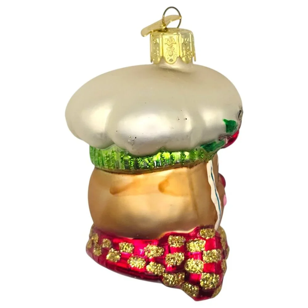 Vtg Kurt S Adler Blown Ginger Bread Man Glass Ornament Chef KSA Glitter Accents